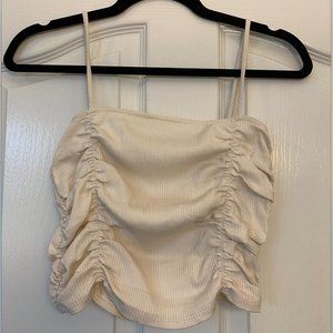 Cream Scrunched Crop Top